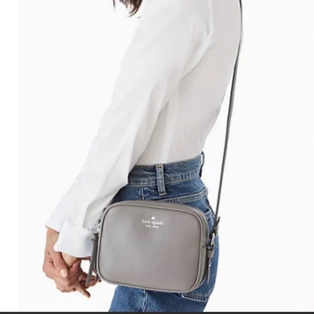 Kate Spade Gray Mulberry Street Pyper double zipper crossbody